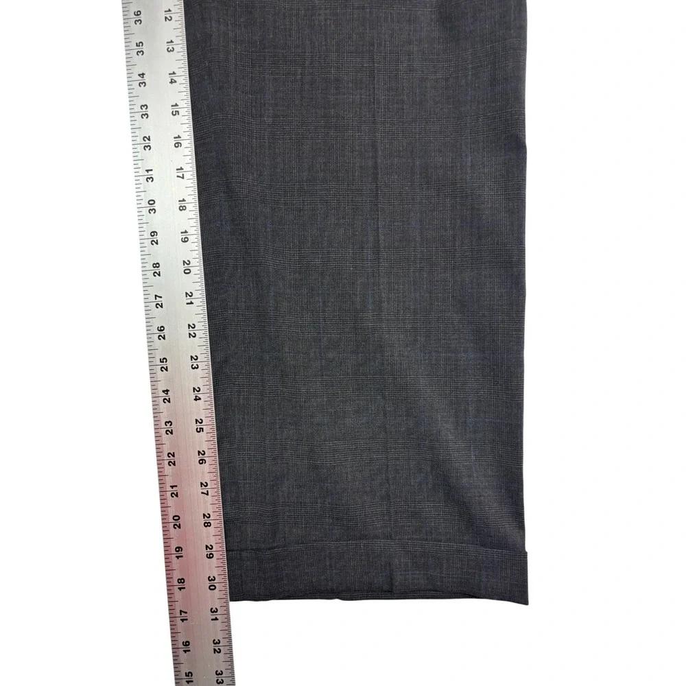 vtg 90s Oxxford Clothes 48R 40x31 Charcoal Plaid 2pc Pant Suit Bespoke USA Wool